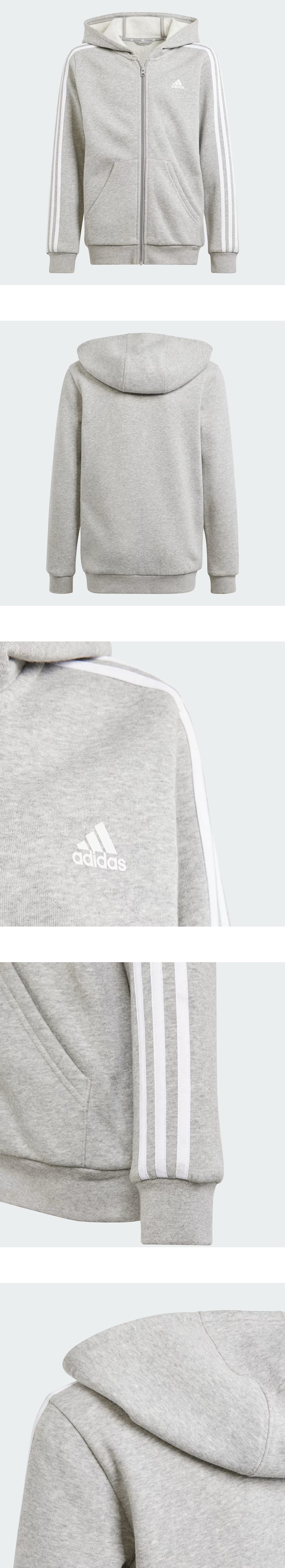★only 1 left★ 국내 매장 정품 아디다스 키즈 에센셜 3-스트라이프 플리스 풀집 후디 IS3241 (160 size ...